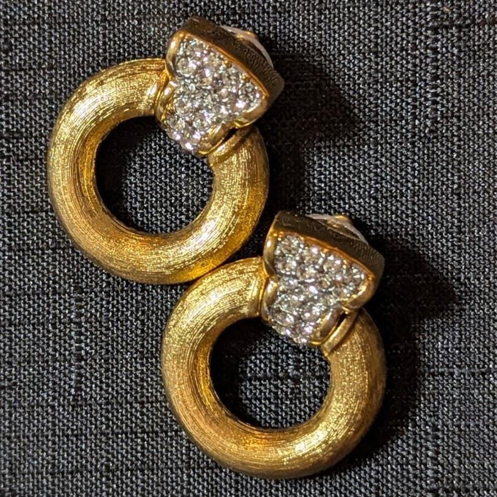 Givenchy Gold Earrings with Silver Accents Vintage